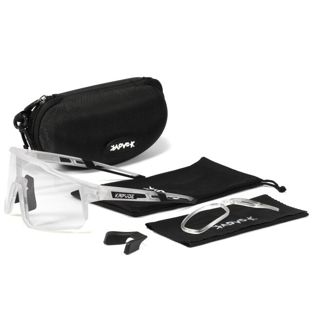 Bicycle Sports Glasses featuring UV400 protection, with five interchangeable lenses and a lightweight TR-90 frame, suitable for cycling and outdoor activities.