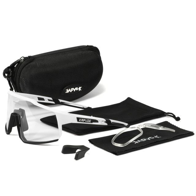 Bicycle Sports Glasses featuring UV400 protection, with five interchangeable lenses and a lightweight TR-90 frame, suitable for cycling and outdoor activities.