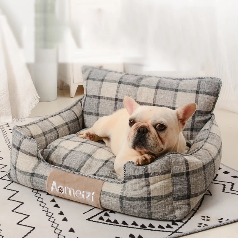 Big Dog Bed Removable Pet Sofa Bed featuring soft flannel and Arctic velvet, designed for small, medium, and large dogs with a waterproof bottom.