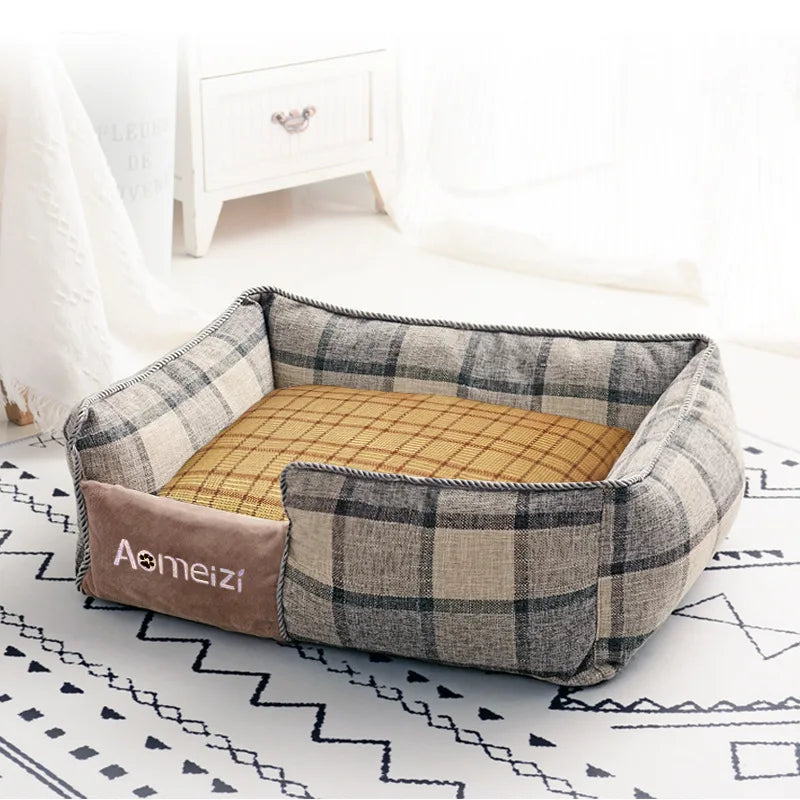 Big Dog Bed Removable Pet Sofa Bed featuring soft flannel and Arctic velvet, designed for small, medium, and large dogs with a waterproof bottom.