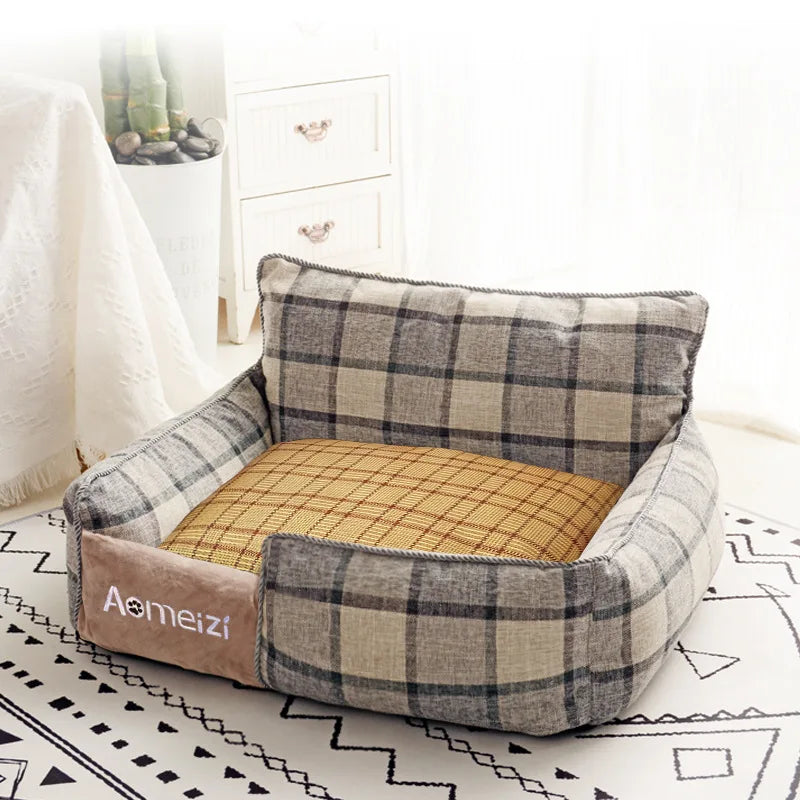 Big Dog Bed Removable Pet Sofa Bed featuring soft flannel and Arctic velvet, designed for small, medium, and large dogs with a waterproof bottom.