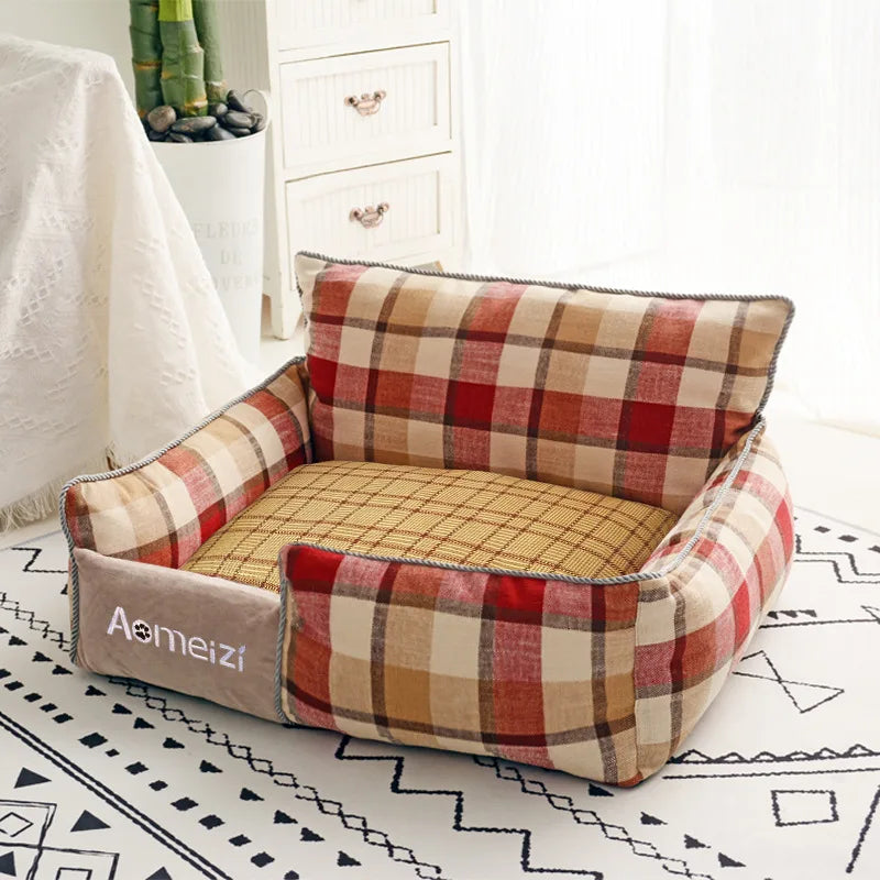 Big Dog Bed Removable Pet Sofa Bed featuring soft flannel and Arctic velvet, designed for small, medium, and large dogs with a waterproof bottom.