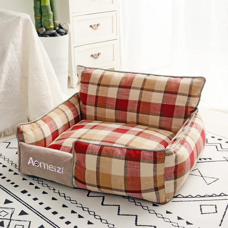Big Dog Bed Removable Pet Sofa Bed featuring soft flannel and Arctic velvet, designed for small, medium, and large dogs with a waterproof bottom.