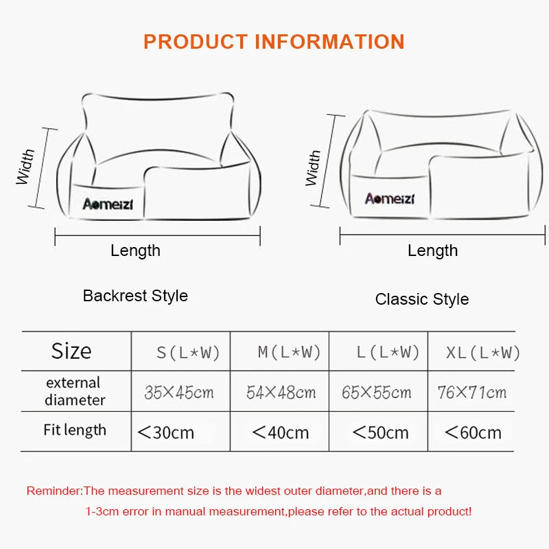 Big Dog Bed Removable Pet Sofa Bed featuring soft flannel and Arctic velvet, designed for small, medium, and large dogs with a waterproof bottom.