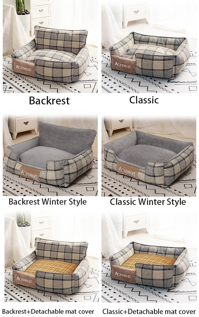 Big Dog Bed Removable Pet Sofa Bed featuring soft flannel and Arctic velvet, designed for small, medium, and large dogs with a waterproof bottom.