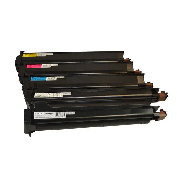 Bizhub C200 Series Premium Generic Toner Cartridge set including two black, one cyan, one magenta, and one yellow toner cartridge.