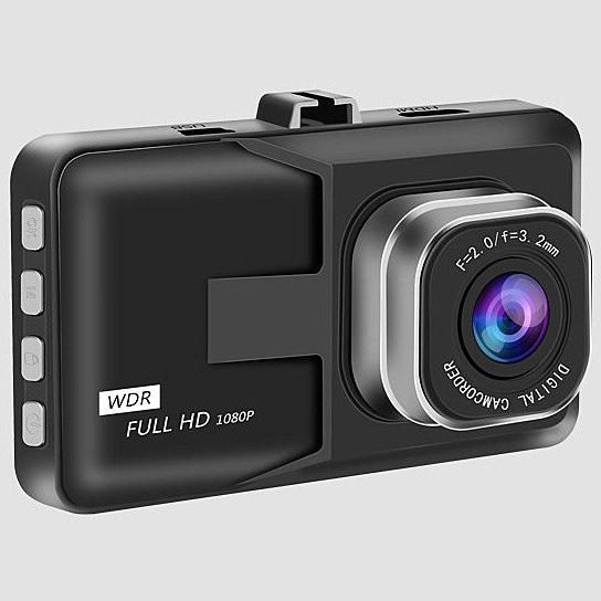 Black Box Dash Cam 1080P with G-Sensor, compact design, and wide-angle lens mounted in a car, capturing clear video footage.