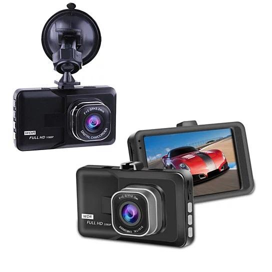 Black Box Dash Cam 1080P with G-Sensor, compact design, and wide-angle lens mounted in a car, capturing clear video footage.