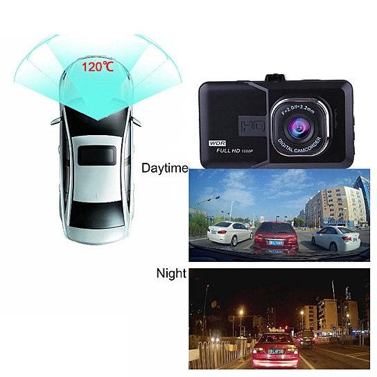 Black Box Dash Cam 1080P with G-Sensor, compact design, and wide-angle lens mounted in a car, capturing clear video footage.