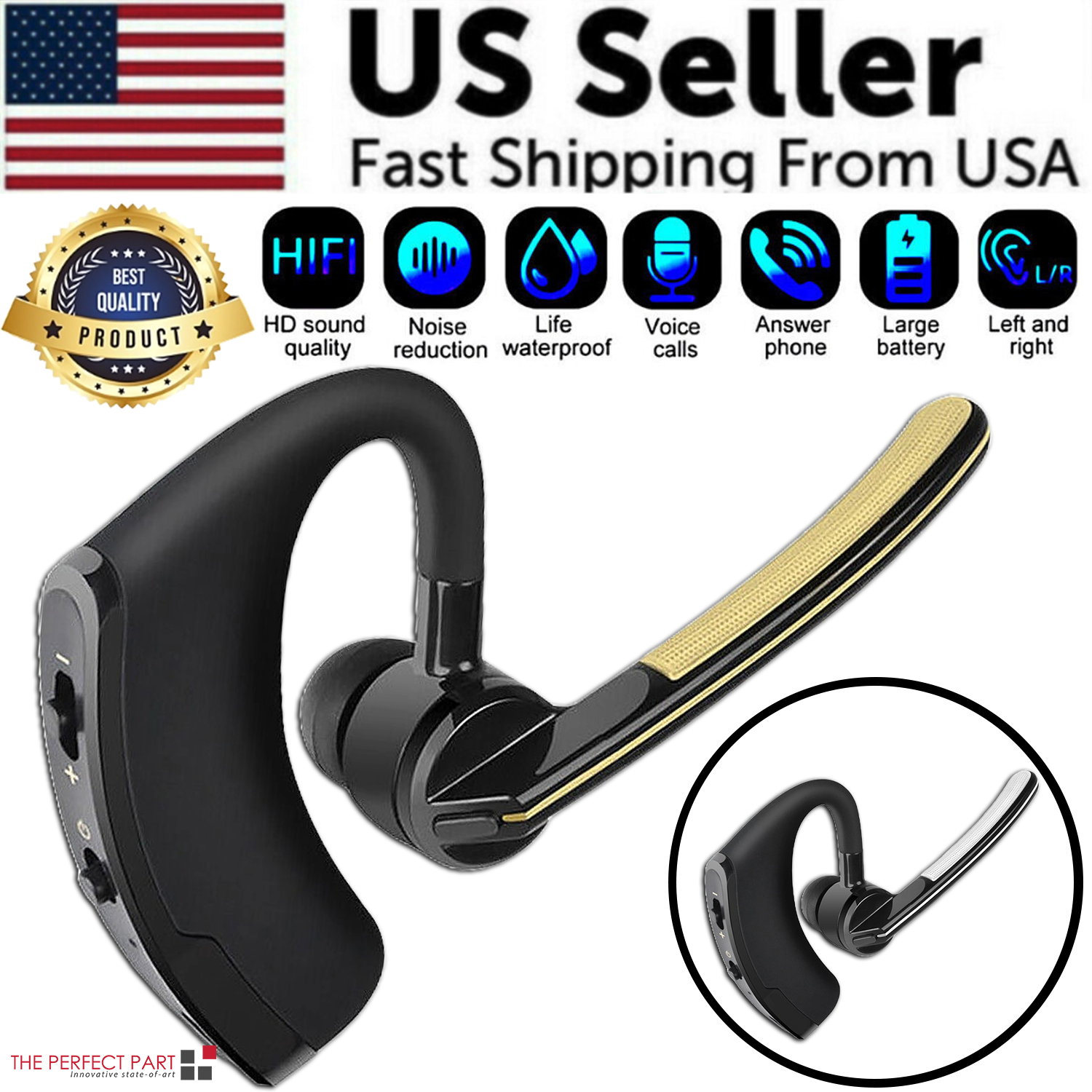 Bluetooth Earpiece Wireless Headset with noise cancelling technology, designed for hands-free calling and comfort.