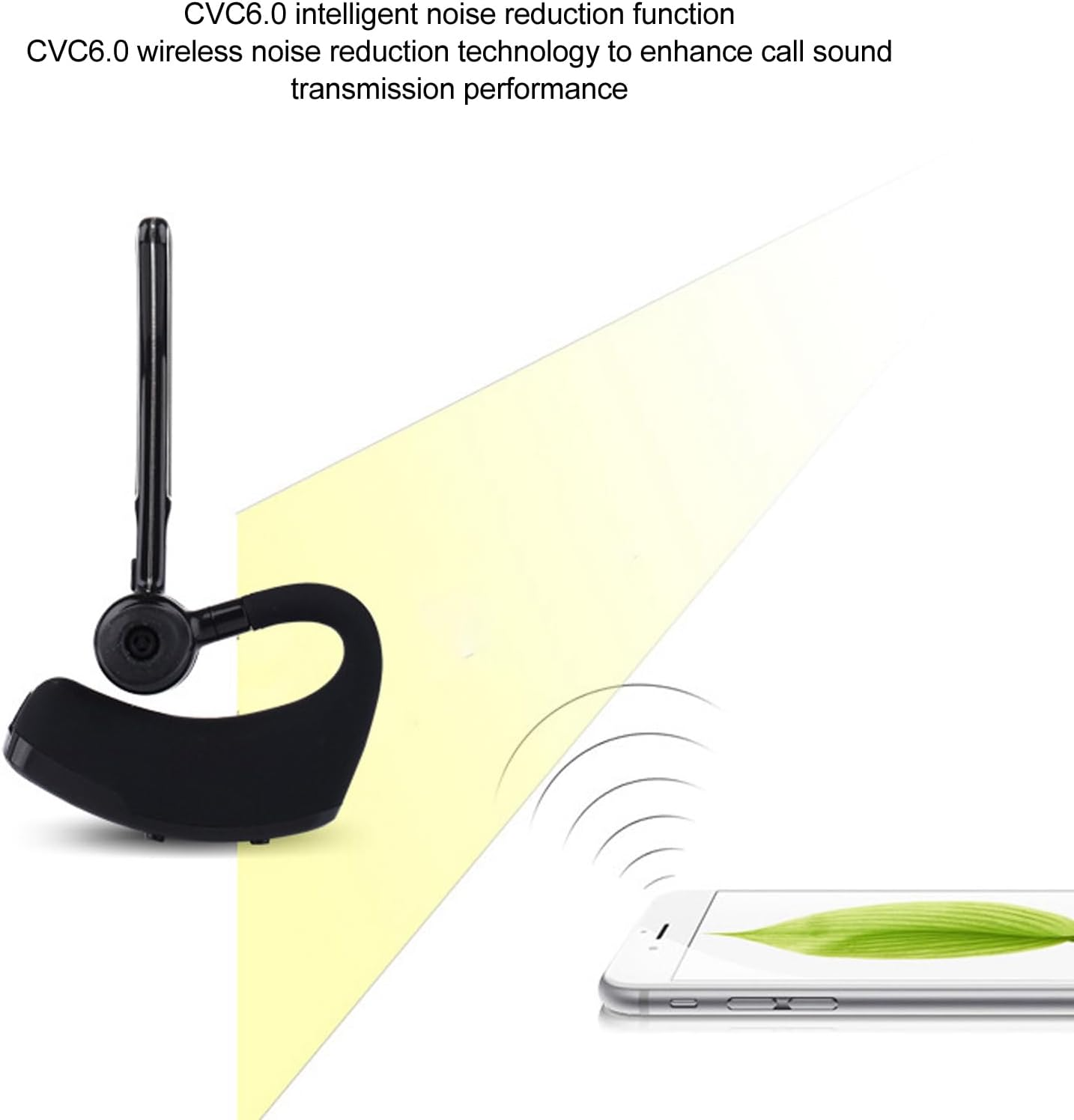 Bluetooth Earpiece Wireless Headset with noise cancelling technology, designed for hands-free calling and comfort.