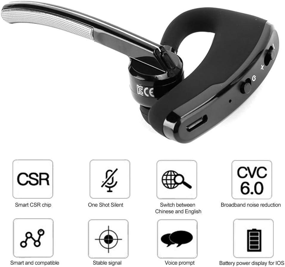 Bluetooth Earpiece Wireless Headset with noise cancelling technology, designed for hands-free calling and comfort.