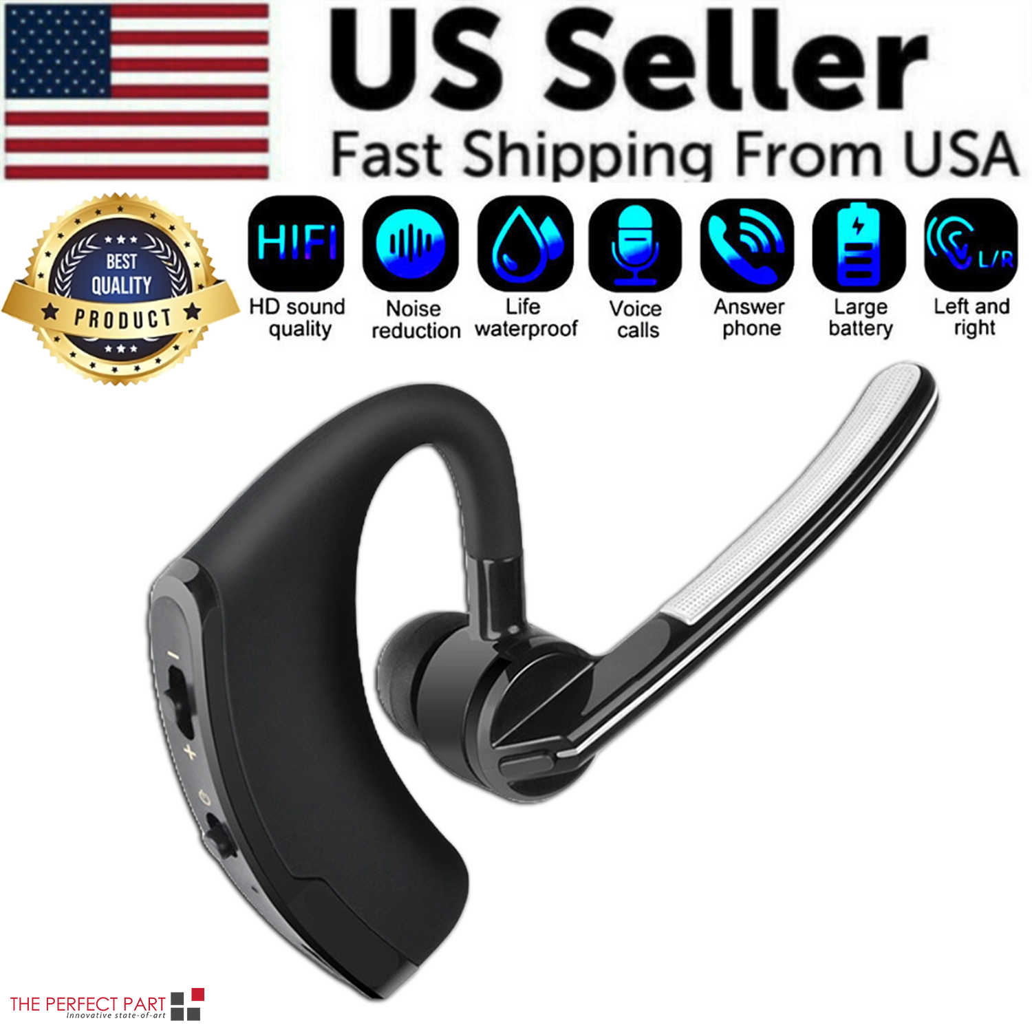 Bluetooth Earpiece Wireless Headset with noise cancelling technology, designed for hands-free calling and comfort.