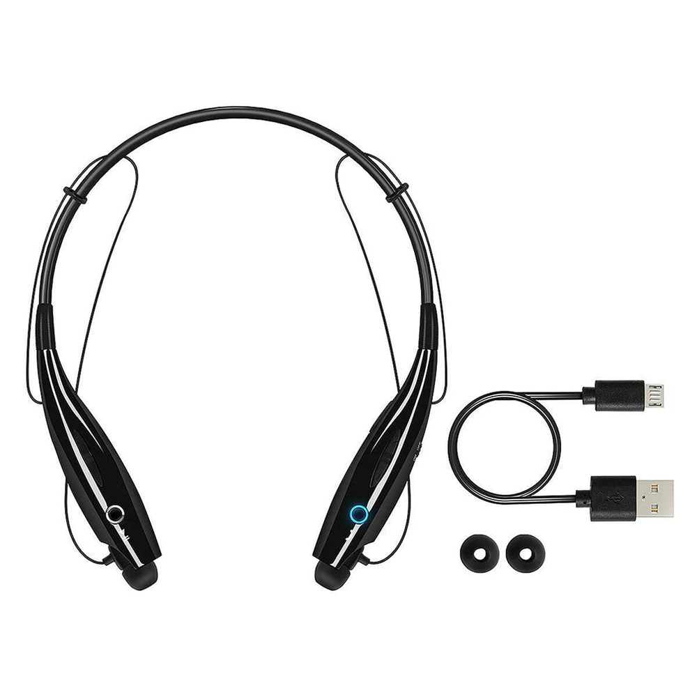 Bluetooth Neckband Wireless Headphones with Mic, showcasing ergonomic design and sleek black finish.