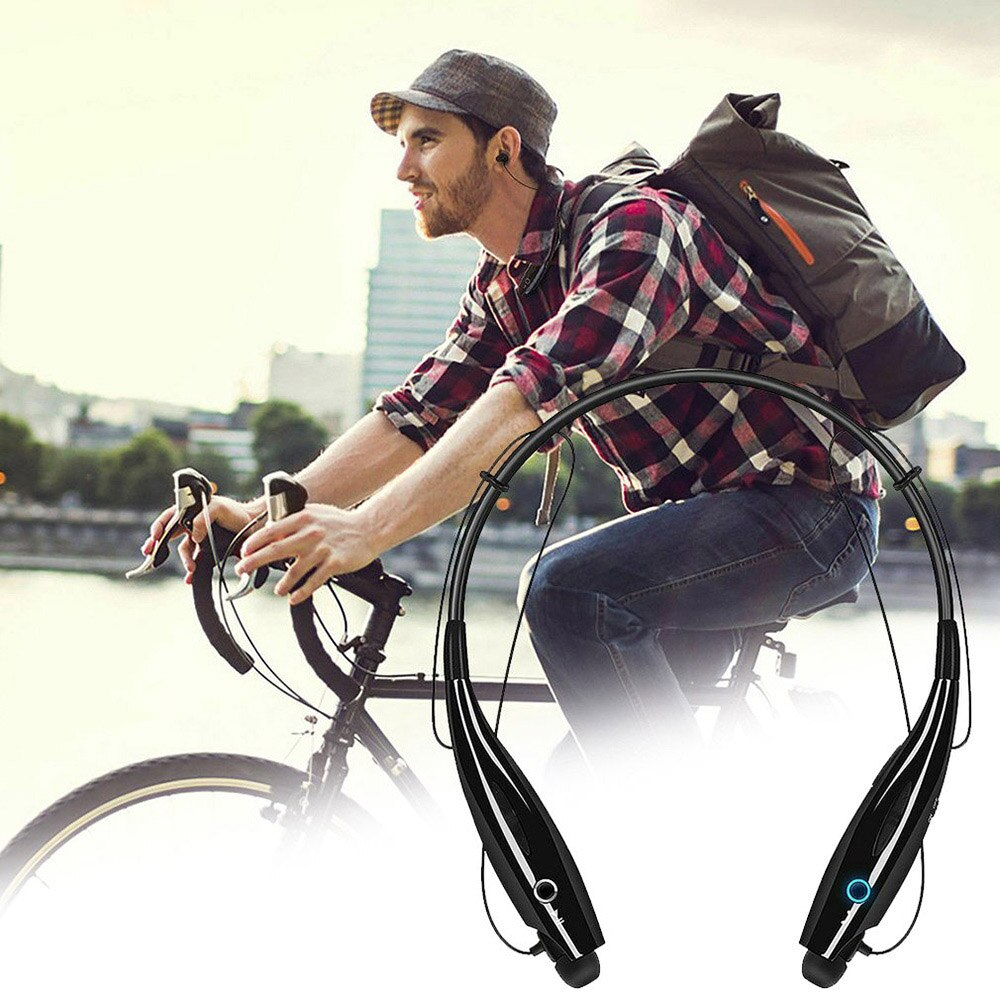 Bluetooth Neckband Wireless Headphones with Mic, showcasing ergonomic design and sleek black finish.