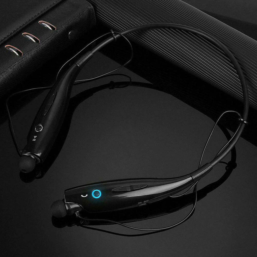 Bluetooth Neckband Wireless Headphones with Mic, showcasing ergonomic design and sleek black finish.