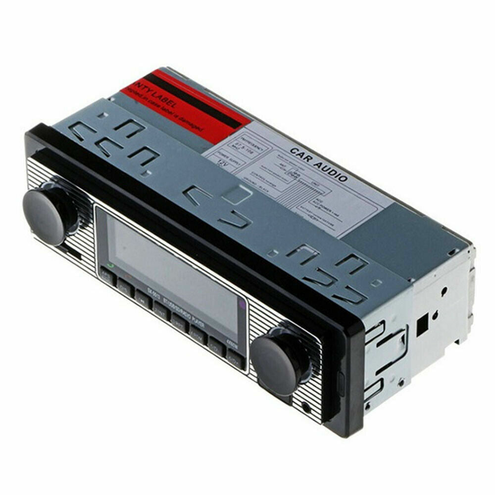 Bluetooth Vintage Car FM Radio MP3 Player with USB and AUX inputs, featuring a classic design and modern functionalities.