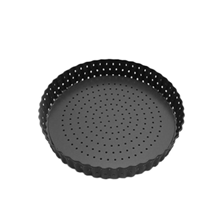 BM1075 Perforated Pizza Pan made of high carbon steel with a non-stick coating, featuring a detachable base and precision honeycomb design.
