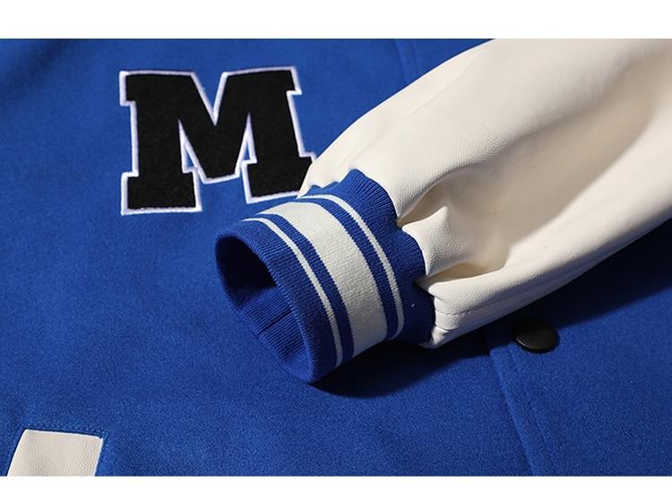 Men's bomber jacket featuring furry patchwork and bear skeleton design, perfect for autumn and winter streetwear.