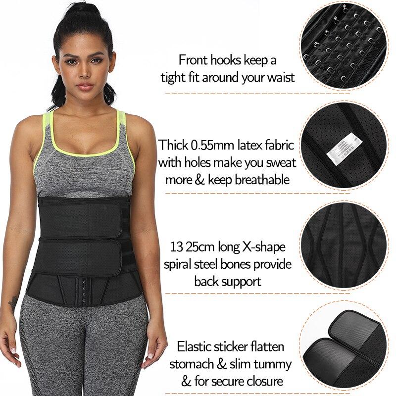 Boned Latex Waist Trainer Corset for Women, designed for weight loss and body shaping, featuring a sleek design and comfortable materials.