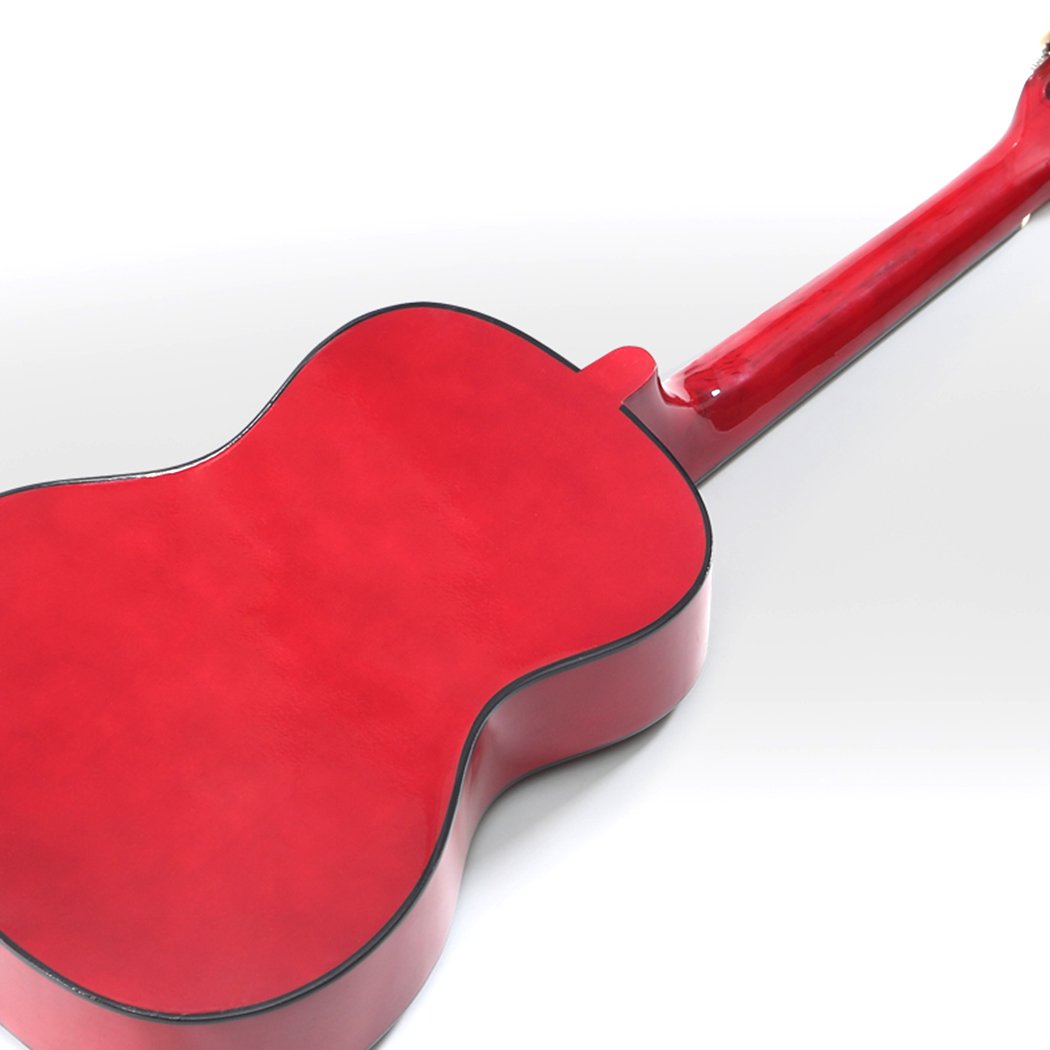 BoPeep 34 Inch Wooden Folk Acoustic Guitar in pink, featuring a cutaway design, laminated linden body, and eco-rosewood fingerboard.