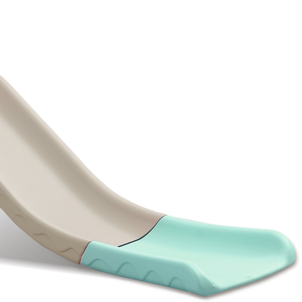 BoPeep Kids Slide Outdoor Basketball Ring Activity Center featuring a green slide, basketball hoop, and climbing stairs designed for toddlers.