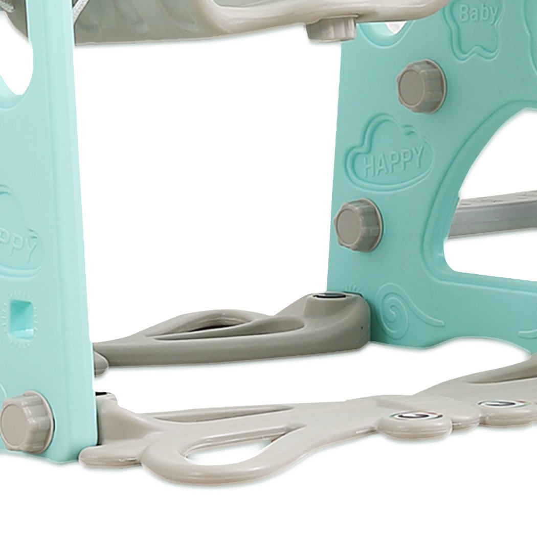 BoPeep Kids Slide Swing Basketball Ring Activity Center featuring a green slide, swing, and basketball hoop for toddlers.