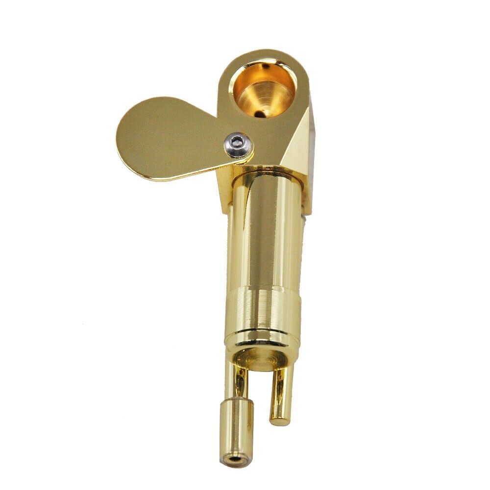 Brass Tobacco Smoking Pipe with Stash Storage Cylinder, featuring a close-able lid and elegant design.