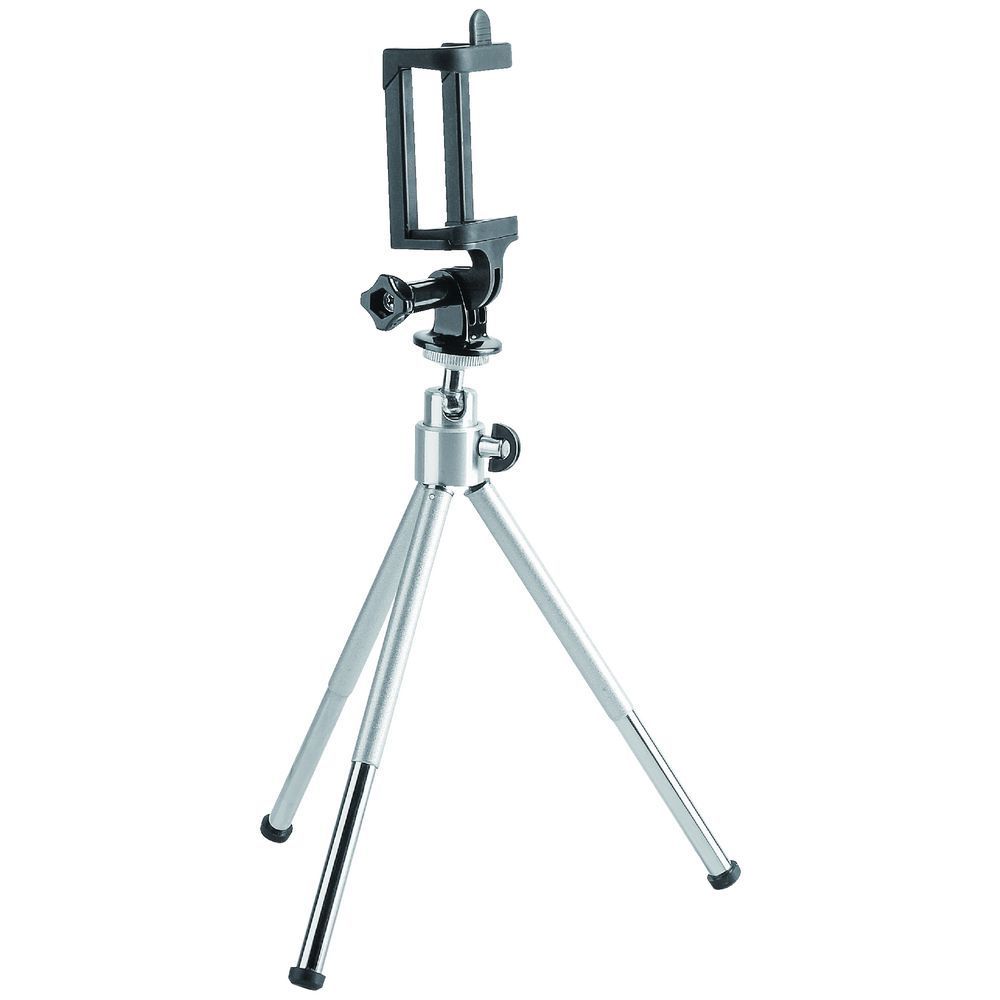 Brateck Mini Tripod with GoPro adapter, showcasing its compact design and adjustable legs for stability.