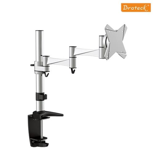 BRATECK Single Monitor Flexi Elegant Aluminium LCD VESA Desk Arm Mount showcasing its sleek design and full motion capabilities.