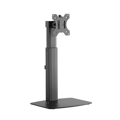 Brateck Single Screen Pneumatic Vertical Lift Monitor Stand with adjustable height and gas spring mechanism, supporting a 17-32 inch monitor.