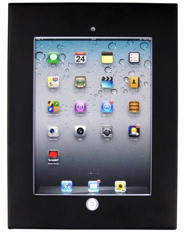 BRATECK Wall Mount Anti-Theft Secure Enclosure for 9.7' iPad/iPad Air, featuring heavy-duty steel construction and anti-theft lock.