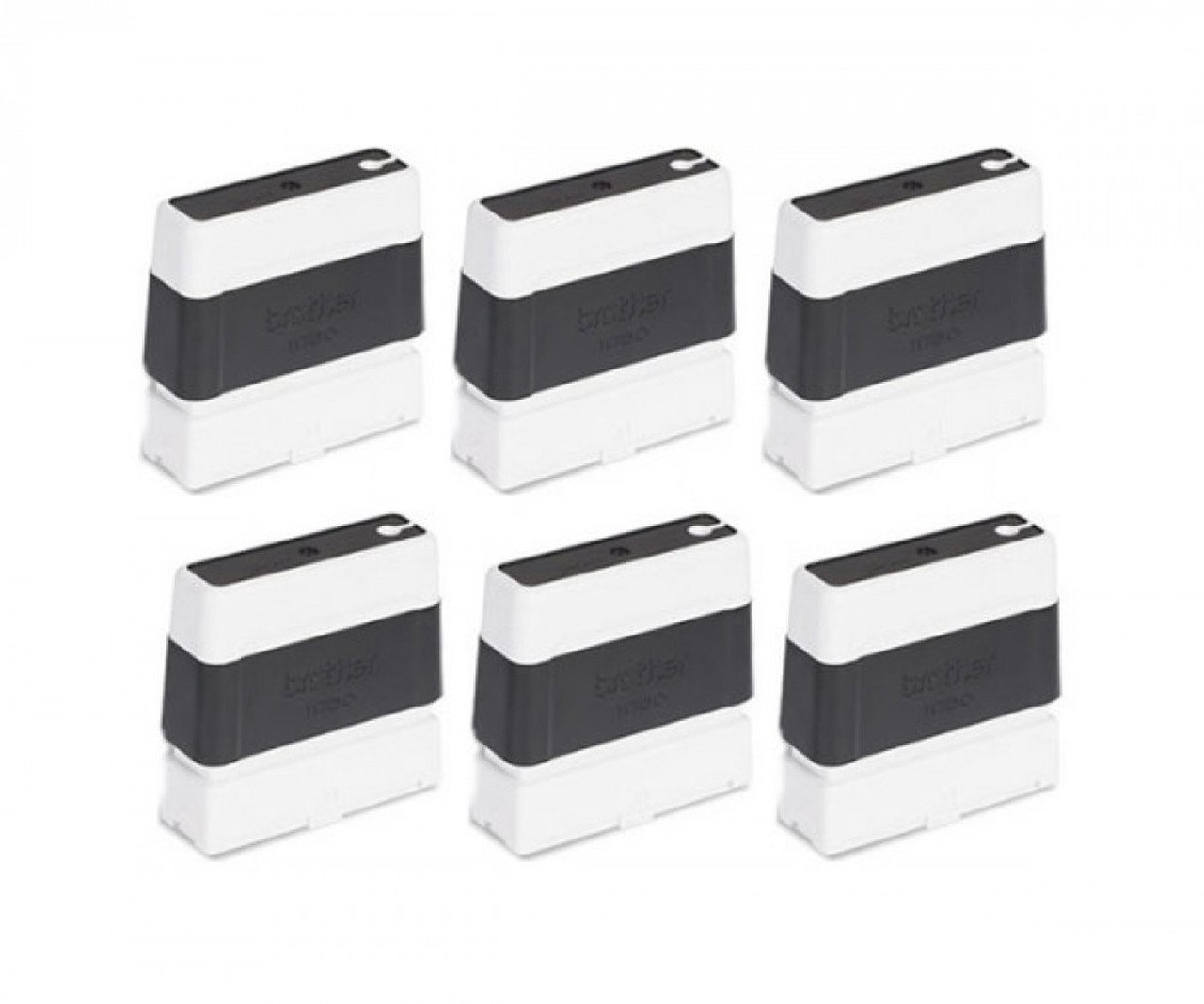 BROTHER 14X38MM Black Stamp set featuring six stamps with four parts each, ideal for office and personal use.