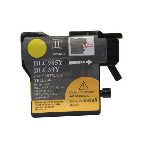 BROTHER LC39 Compatible Yellow Cartridge showcasing its vibrant yellow color and professional design.