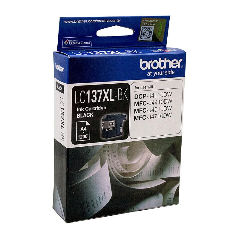 BROTHER LC137XL Black Ink Cartridge with packaging, showcasing its premium quality and compatibility with Brother printers.