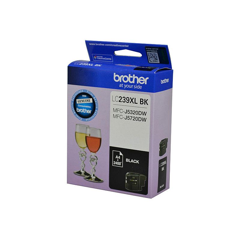 BROTHER LC239XL Black Ink Cartridge with packaging, showcasing its features and compatibility.