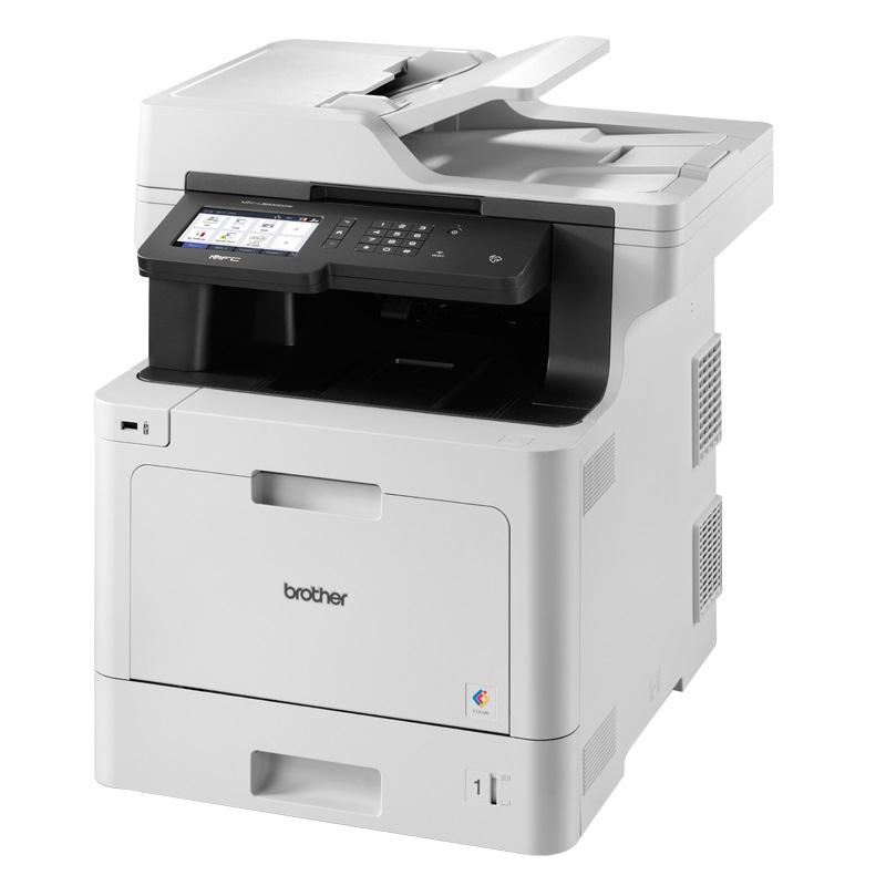 Brother MFC-L8900CDW Colour LED MFC Laser printer with a 12.6cm touchscreen, showcasing its sleek design and advanced features.
