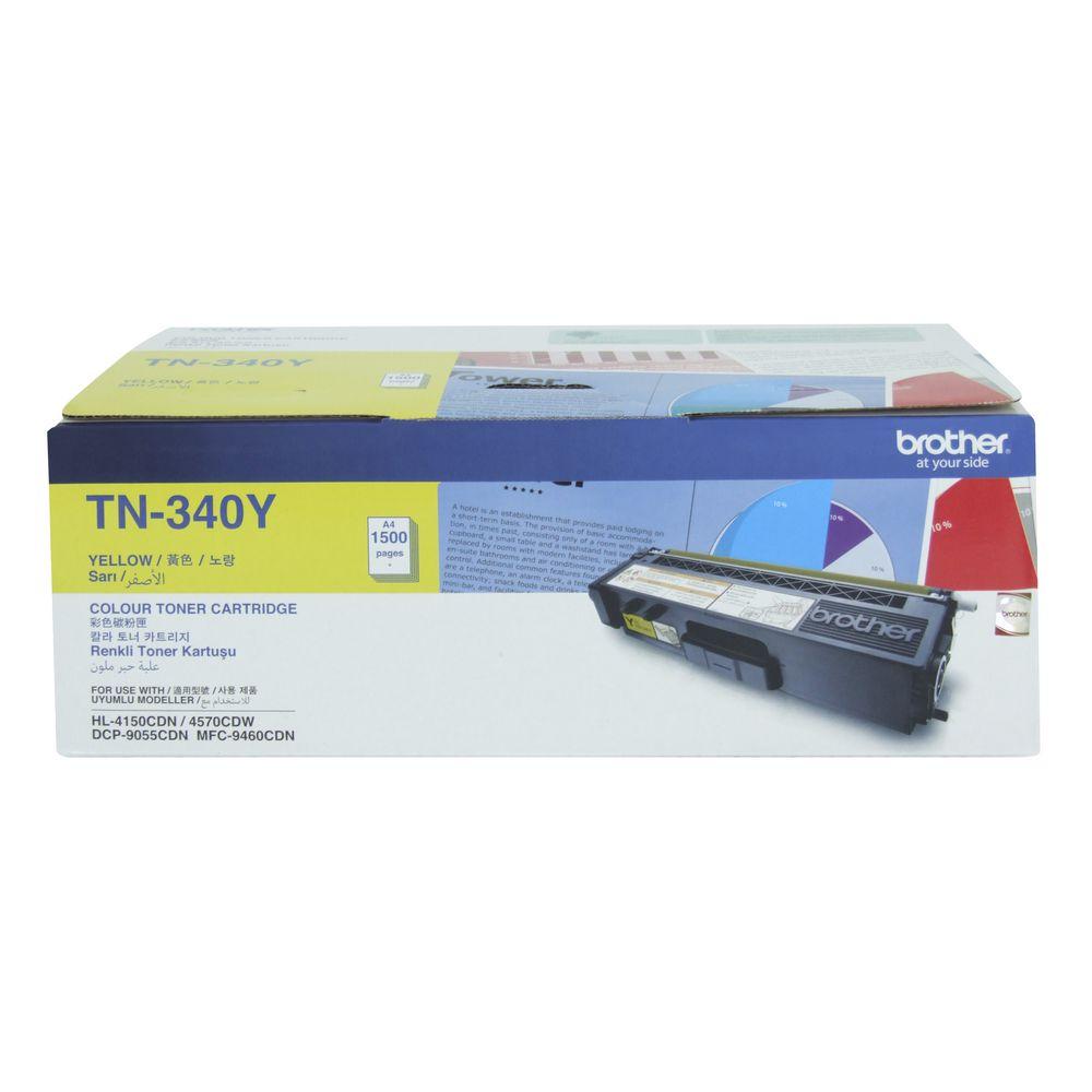 BROTHER TN-340Y Colour Laser Toner cartridge in yellow, designed for high-quality printing and compatibility with Brother printers.