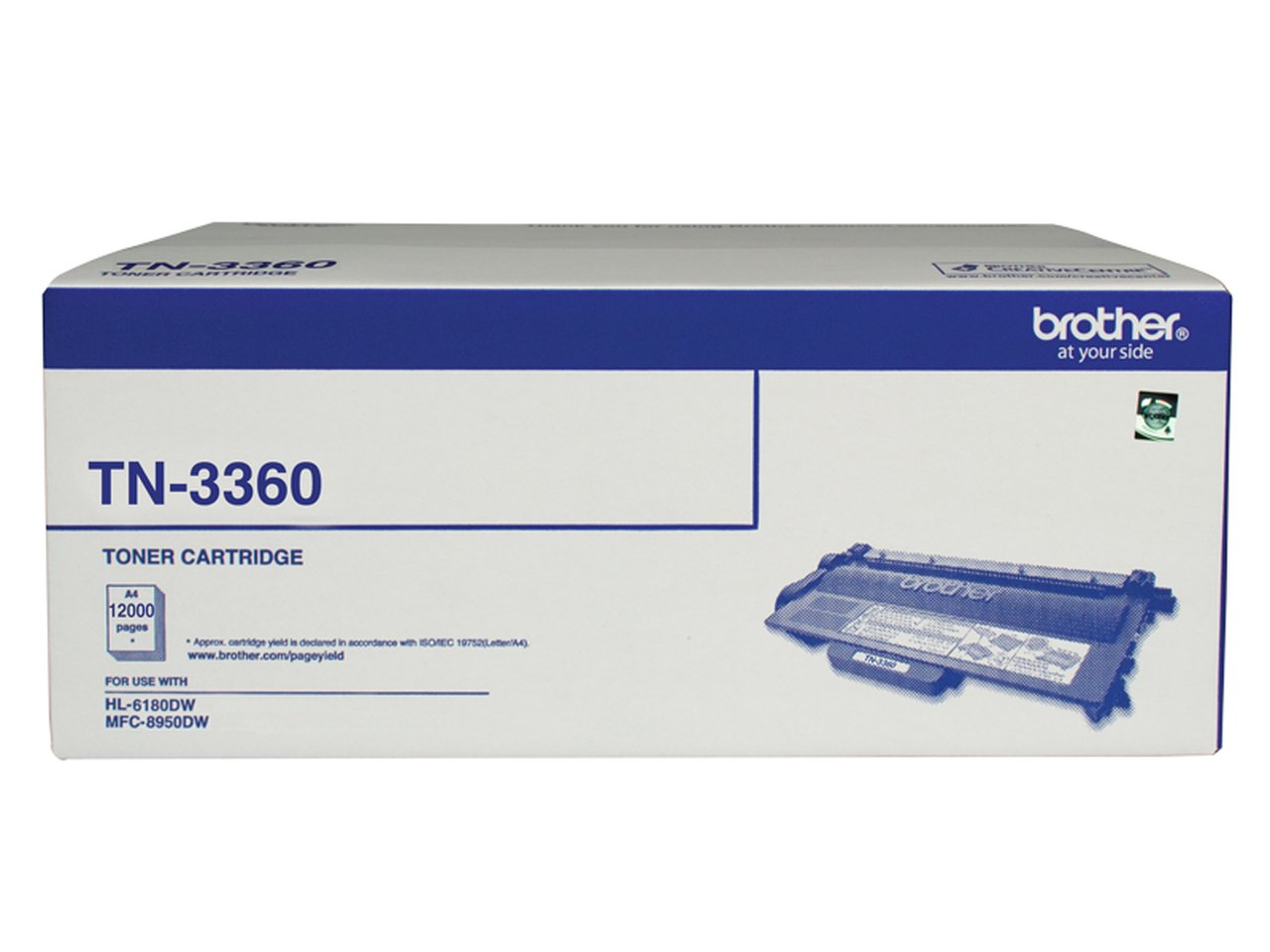Brother TN-3360 Mono Laser Toner cartridge, super high yield, suitable for HL-6180DW and MFC-8950DW printers.