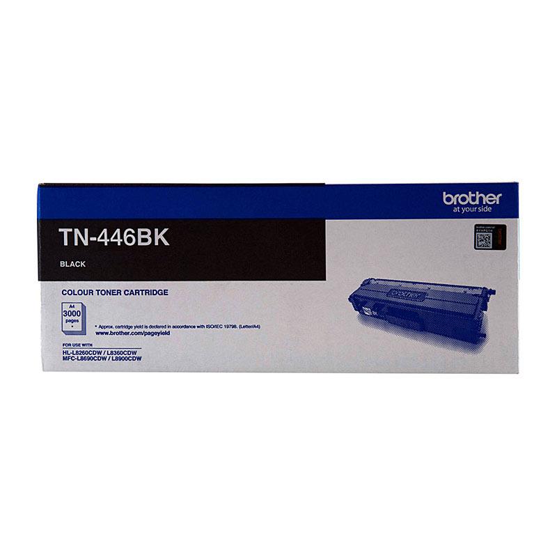 BROTHER TN446 Black Toner Cartridge with packaging, designed for high-quality printing.
