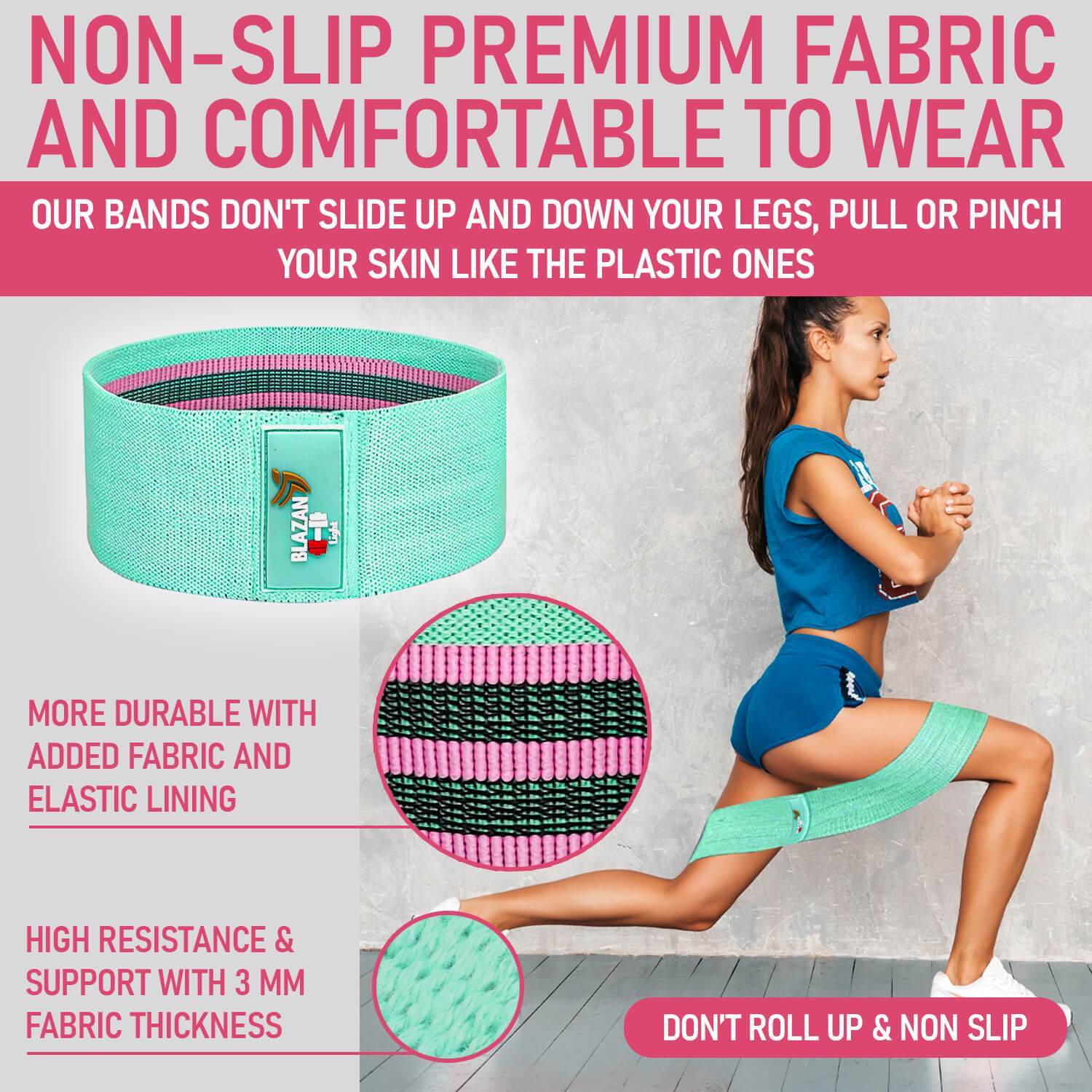 15 Pcs Resistance Tube Booty Bands Set in Apple Green, Pink, and Purple, featuring various resistance levels and accessories for home workouts.