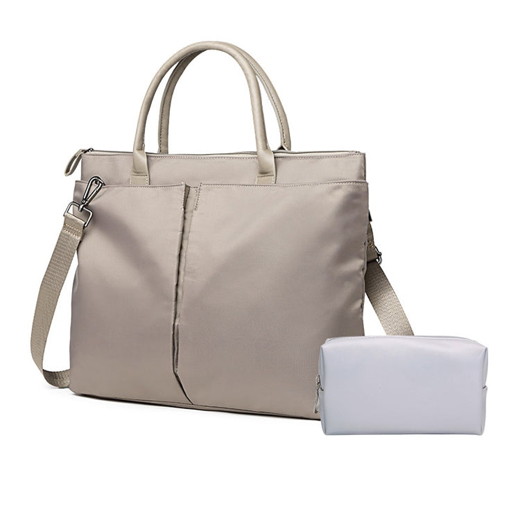 Business Briefcase Handbag in black oxford cloth, showcasing its dual-purpose design and large capacity for files and laptops.