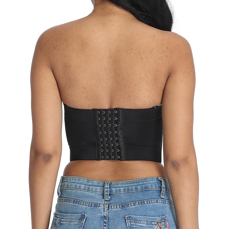 PU Leather Gothic Corset Vest with padded bra top, showcasing a stylish strapless design perfect for gothic and steampunk fashion.