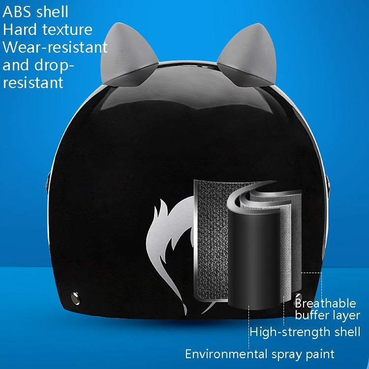 BYB X-866 Adult Electric Motorcycle Helmet with cartoon ears and glossy finish, suitable for men and women.