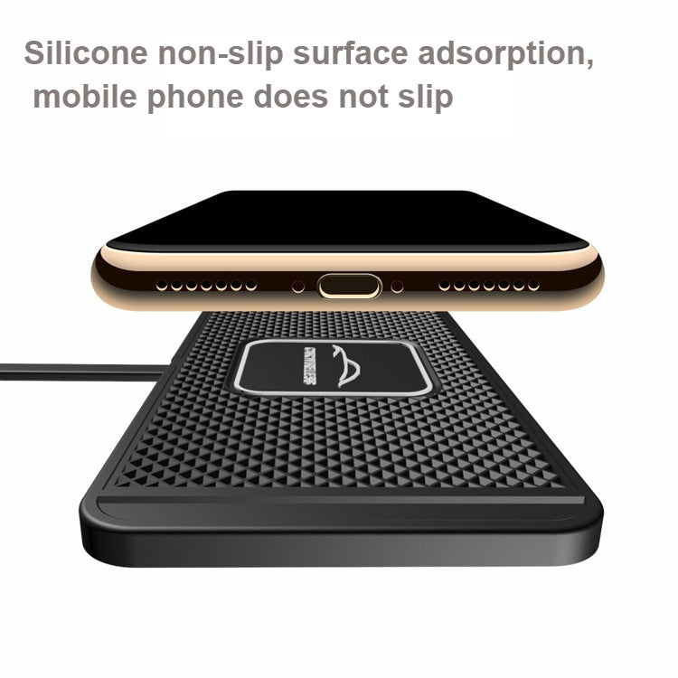 C1 30cm Short Cable 15W QI Car Wireless Charger with anti-skid silicone pad, designed for secure and efficient charging in vehicles.