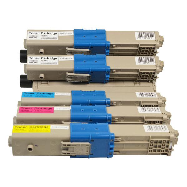 C310 Premium Generic Colour Toner Set with extra black cartridge, showcasing vibrant colors and high-quality printing performance.