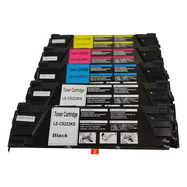 C5220 Series Generic Toner Set with extra black cartridge, featuring five premium cartridges for Lexmark printers.
