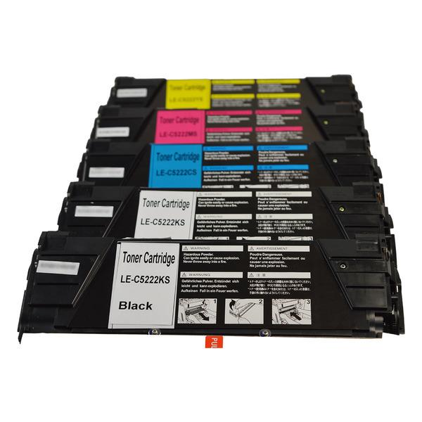 C5220 Series Generic Toner Set with extra black cartridge, featuring five premium cartridges for Lexmark printers.