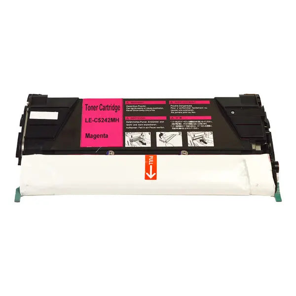 C5240MH Magenta Generic Toner Cartridge for Lexmark printers, showcasing its vibrant color and remanufactured design.