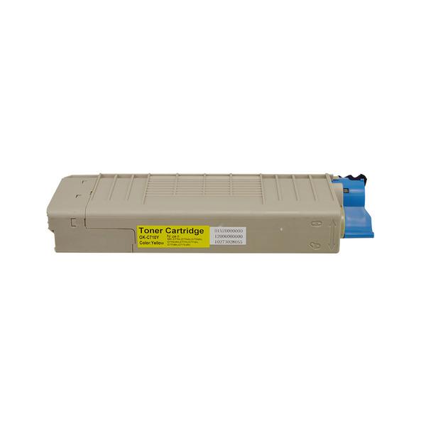 C710 Premium Generic Yellow Toner cartridge for OKI printers, showcasing vibrant yellow color and high-quality design.